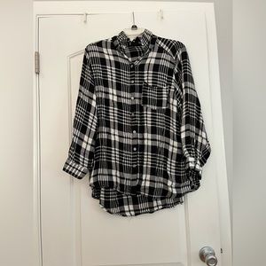 Jane and Delancey Black and White Plaid Button Down Shirt